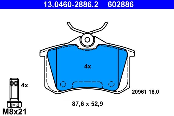 Гальмівні колодки дискові ATE 13046028862 - zapix