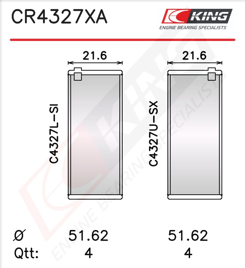 Вкладиші шатунні KING CR4327XA025 - zapix