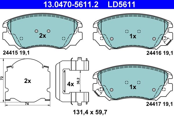 Гальмівні колодки дискові ATE 13047056112 - zapix