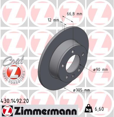 Гальмівний диск ZIMMERMANN 430149220 - zapix