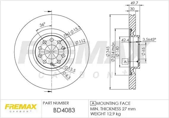 Гальмівний диск FREMAX BD4083 - zapix