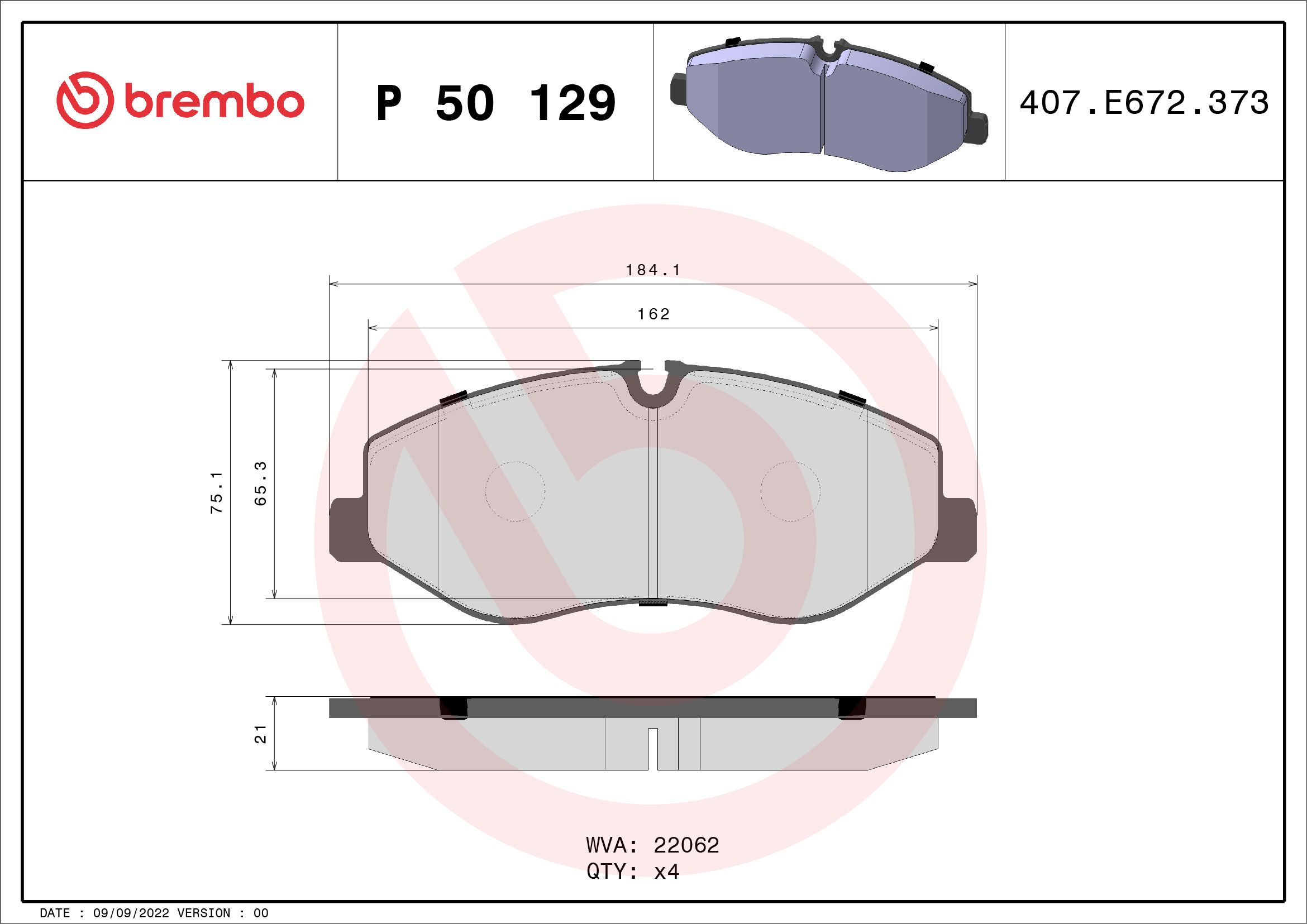 Гальмівні колодки дискові BREMBO P50129 - zapix