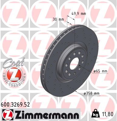 Гальмівний диск ZIMMERMANN 600326952 - zapix