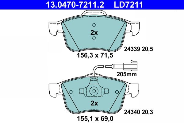 Гальмівні колодки дискові ATE 13047072112 - zapix
