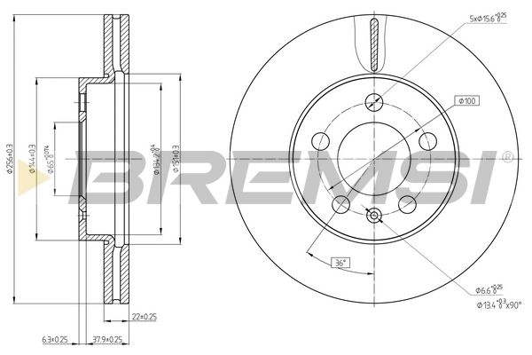 Тормозной диск BREMSI CD8663V
