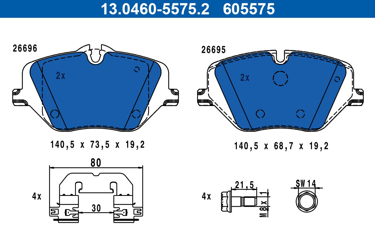 Гальмівні колодки дискові ATE 13046055752 - zapix