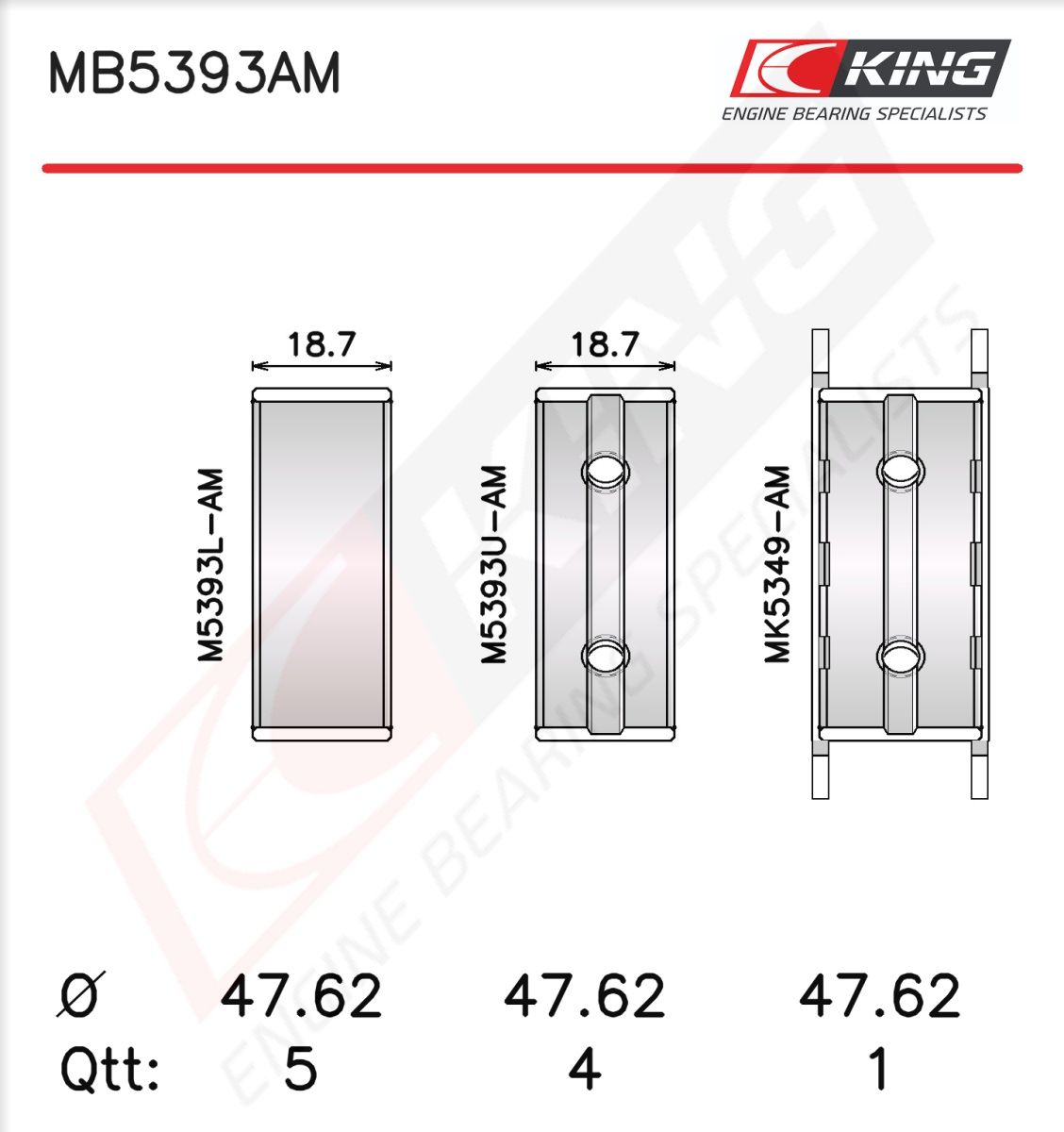 Вкладиші корінні KING MB5393AM025 - zapix