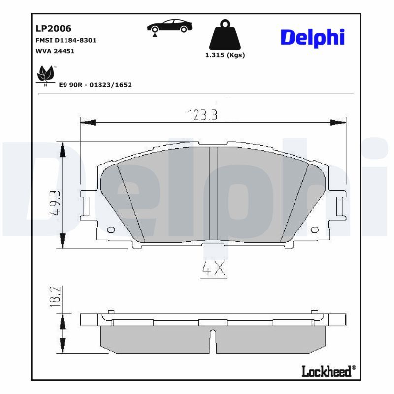Гальмівні колодки дискові DELPHI LP2006 - zapix