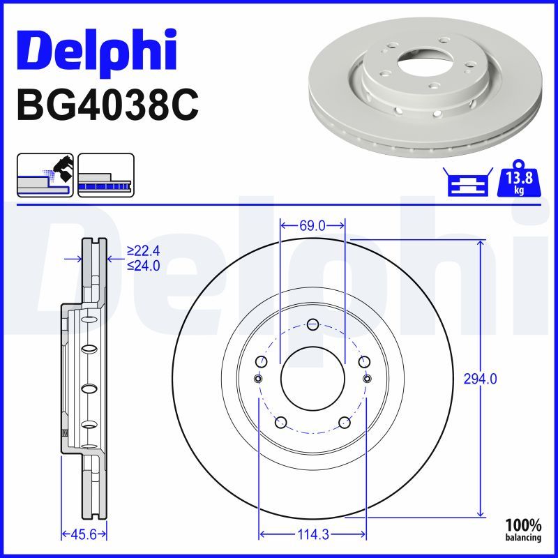 Гальмівний диск DELPHI BG4038C