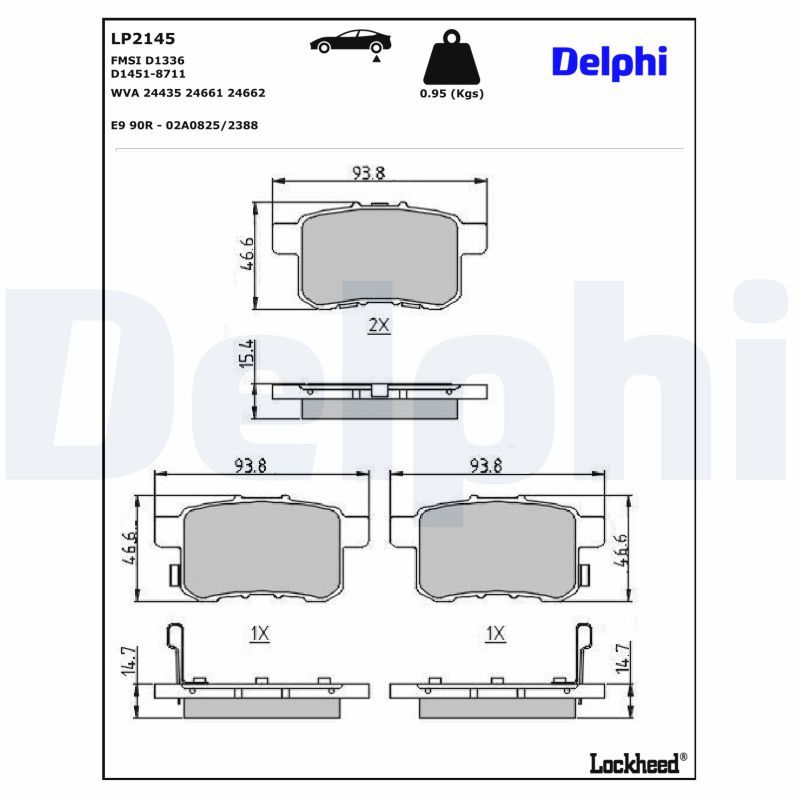 Гальмівні колодки дискові DELPHI LP2145