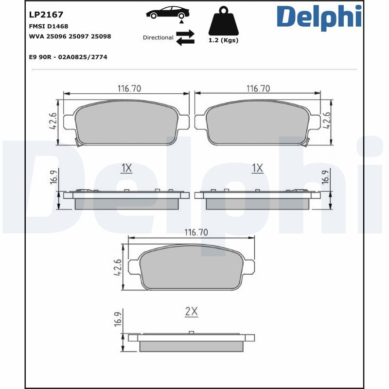 Гальмівні колодки дискові DELPHI LP2167 - zapix