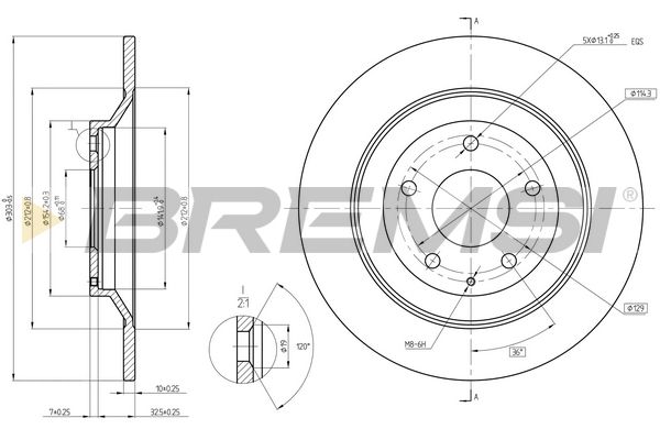 Гальмівний диск BREMSI CD8609S - zapix