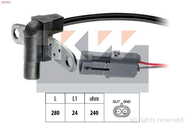 Датчик положення колінчастого валу KW 453023 - zapix