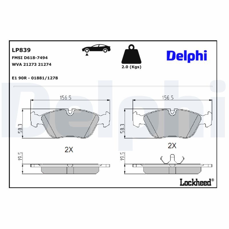 Гальмівні колодки дискові DELPHI LP839 - zapix