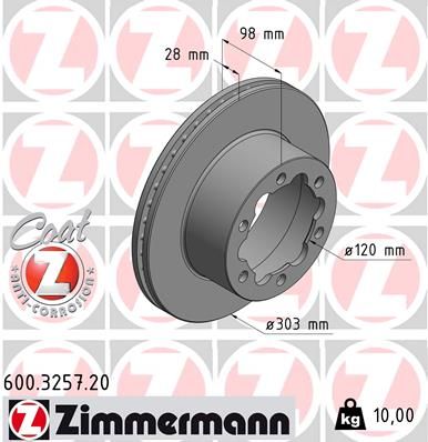 Гальмівний диск ZIMMERMANN 600325720 - zapix