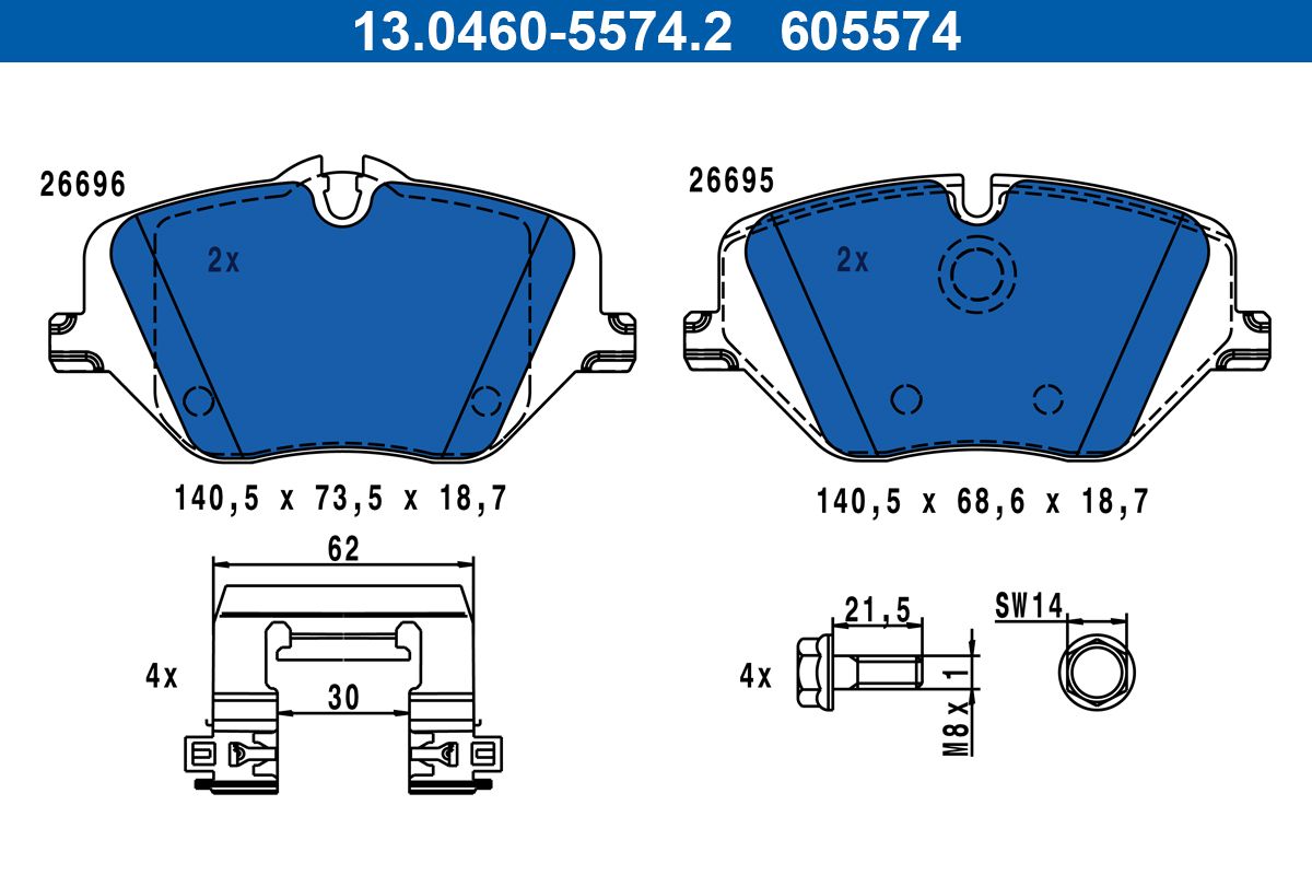 Гальмівні колодки дискові ATE 13046055742 - zapix