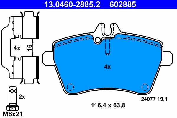 Гальмівні колодки дискові ATE 13046028852 - zapix