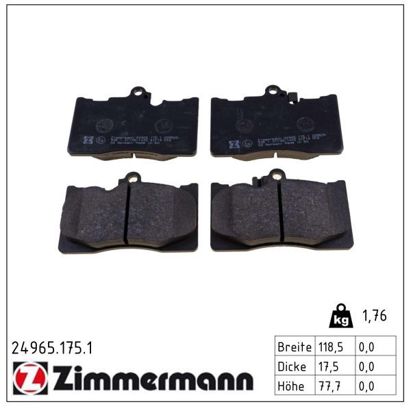 Гальмівні колодки дискові ZIMMERMANN 249651751 - zapix