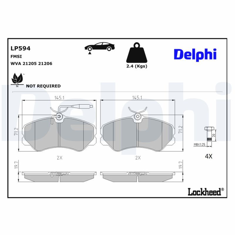 Гальмівні колодки дискові DELPHI LP594