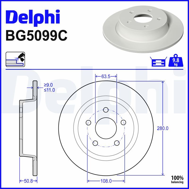 Гальмівний диск DELPHI BG5099C