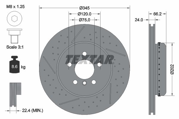 Гальмівний диск TEXTAR 92265525 - zapix
