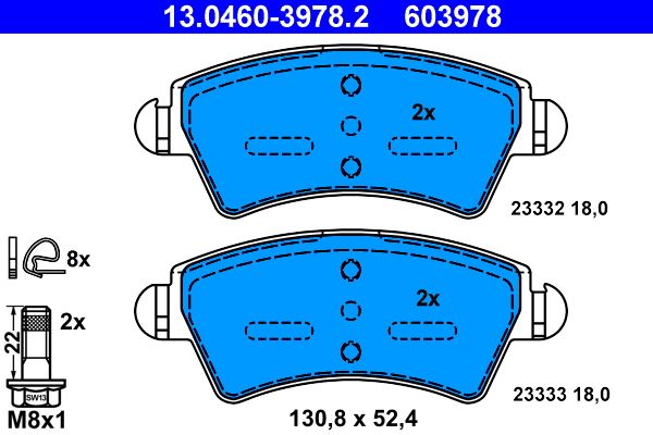 Гальмівні колодки дискові ATE 13046039782 - zapix