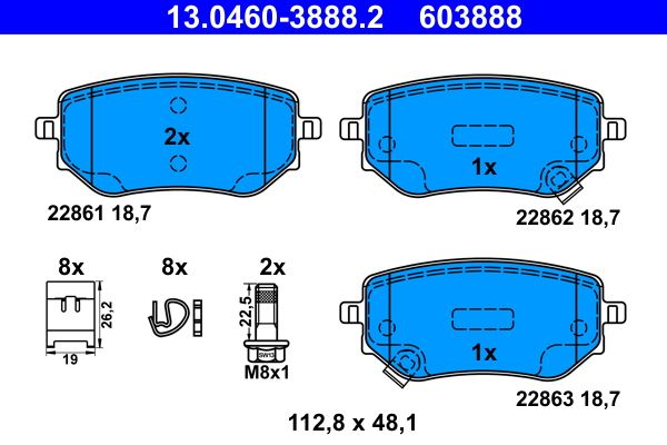 Гальмівні колодки дискові ATE 13046038882 - zapix