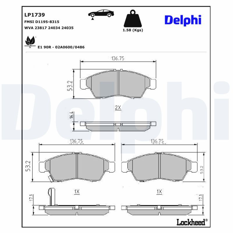 Гальмівні колодки дискові DELPHI LP1739 - zapix