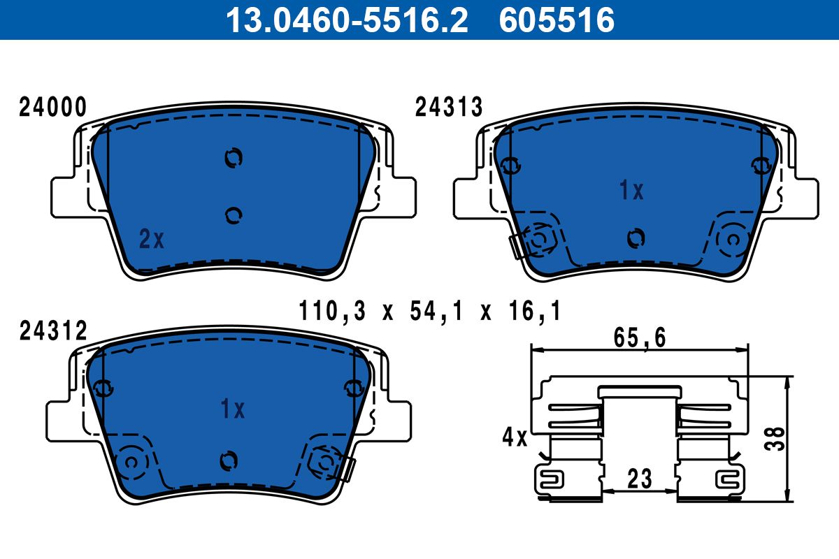 Гальмівні колодки дискові ATE 13046055162 - zapix