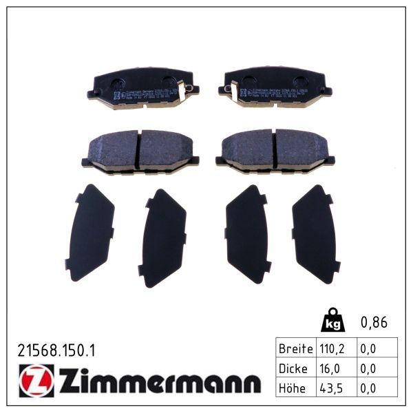 Гальмівні колодки дискові ZIMMERMANN 215681501 - zapix