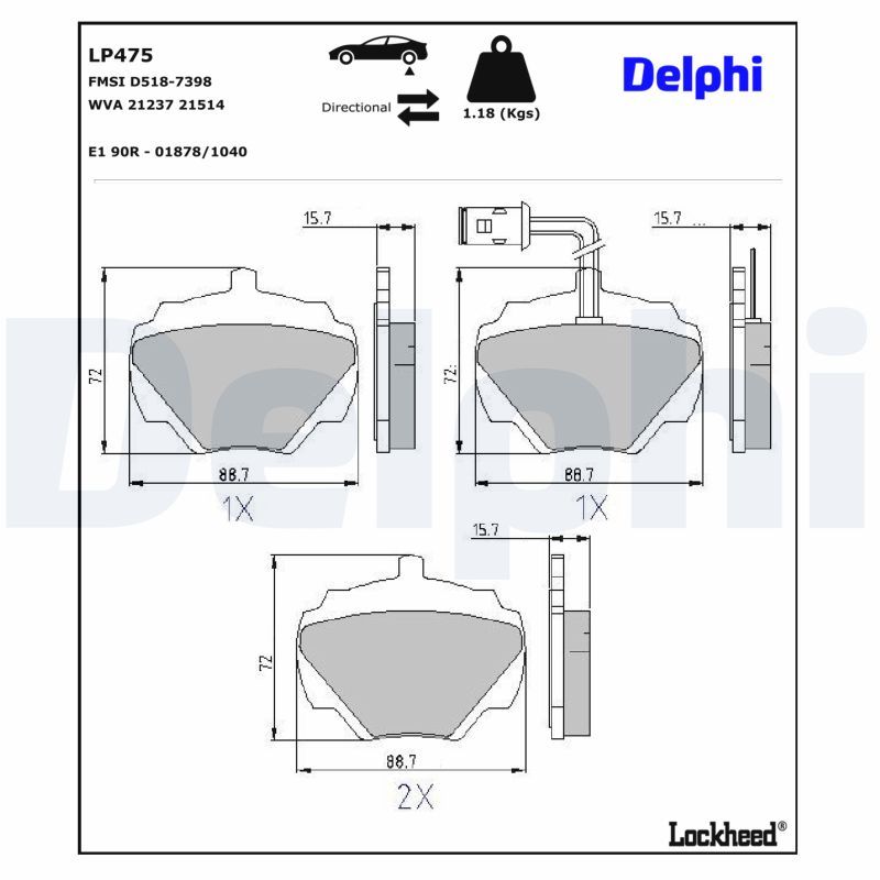 Гальмівні колодки дискові DELPHI LP475 - zapix