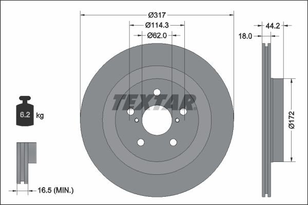 Гальмівний диск TEXTAR 92343103 - zapix