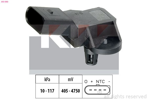 Датчик тиску наддува KW 493090 - zapix
