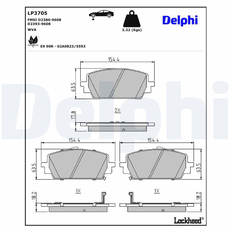 Тормозные колодки дисковые DELPHI LP3705