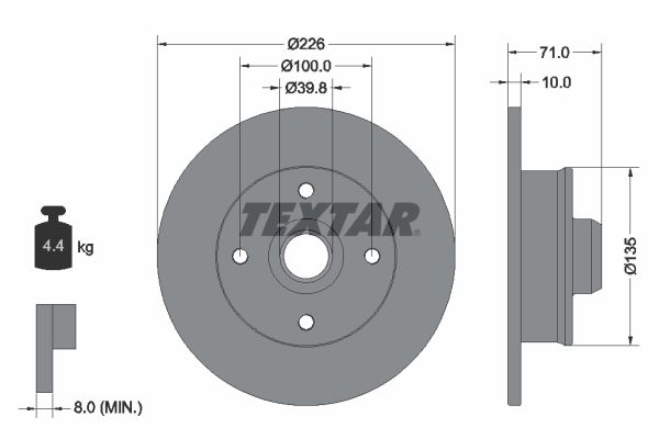 Гальмівний диск TEXTAR 92041803 - zapix