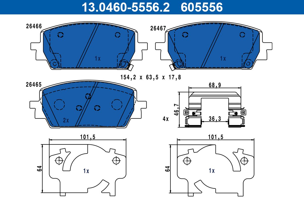 Гальмівні колодки дискові ATE 13046055562 - zapix