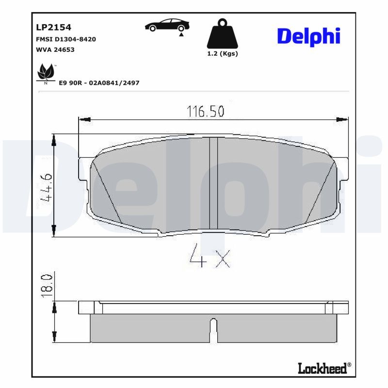 Гальмівні колодки дискові DELPHI LP2154 - zapix