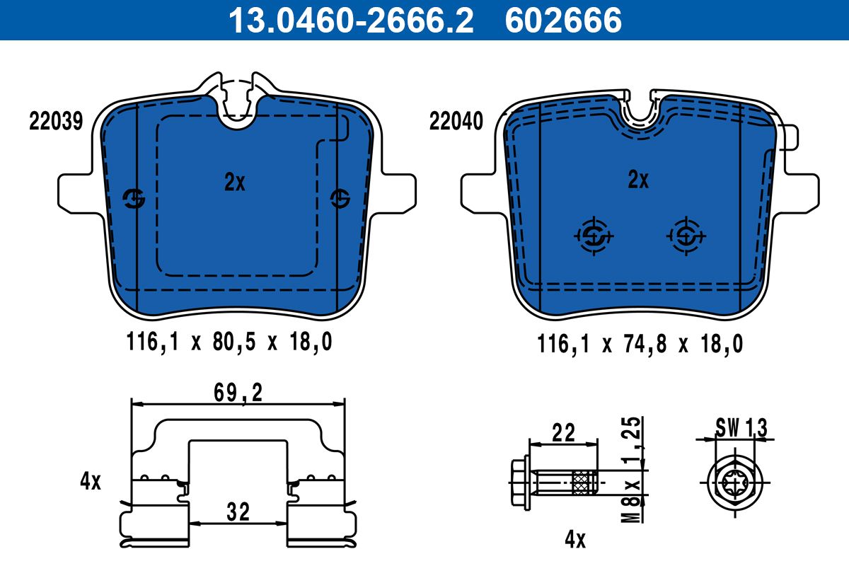 Гальмівні колодки дискові ATE 13046026662 - zapix