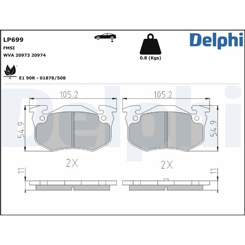 Гальмівні колодки дискові DELPHI LP699 - zapix