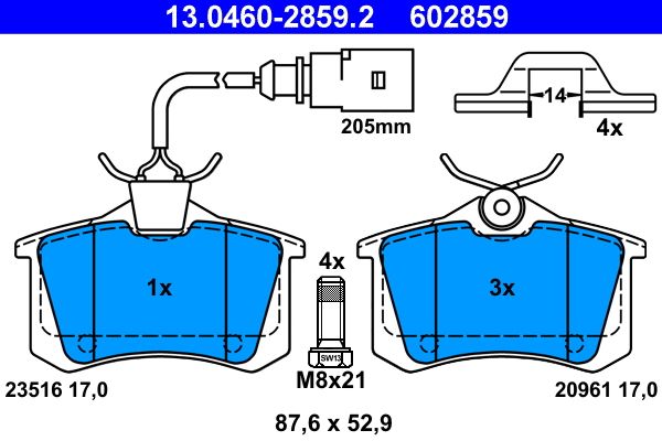 Гальмівні колодки дискові ATE 13046028592 - zapix