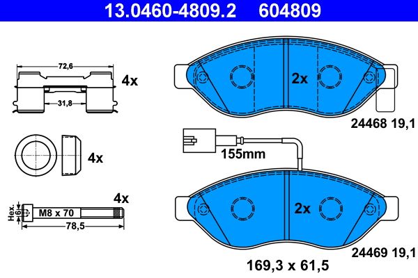 Гальмівні колодки дискові ATE 13046048092 - zapix
