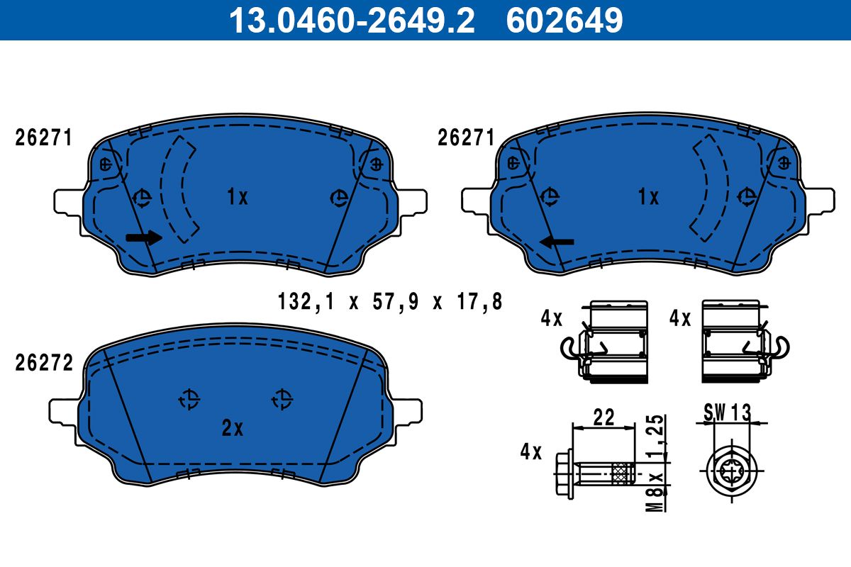 Гальмівні колодки дискові ATE 13046026492 - zapix