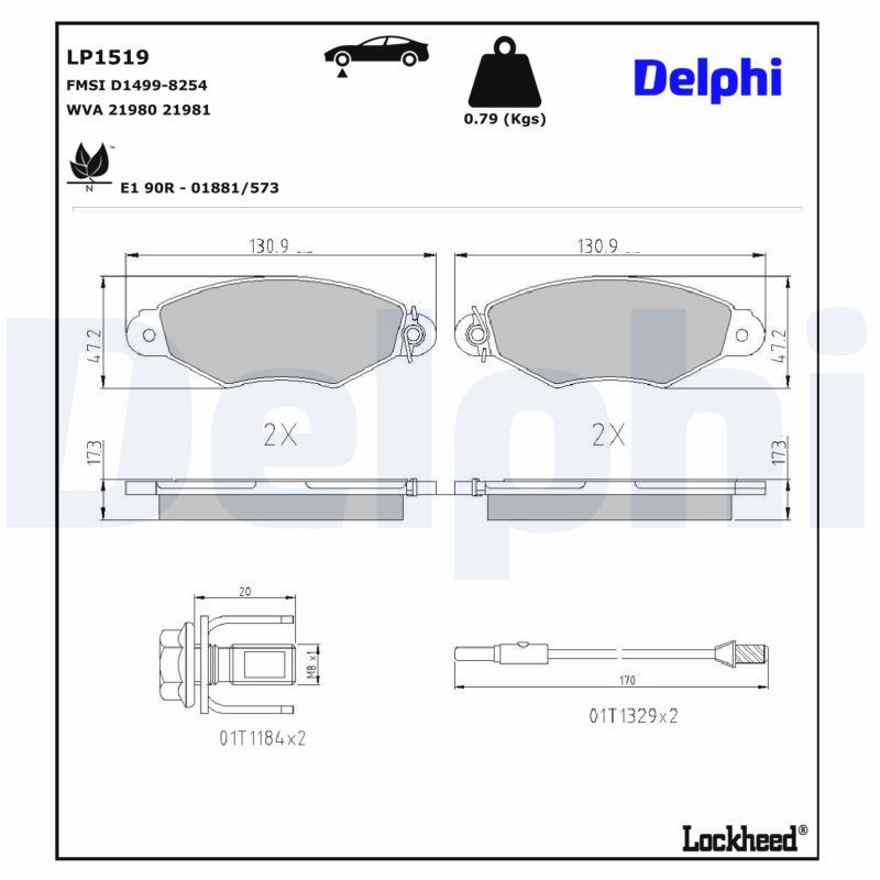 Гальмівні колодки дискові DELPHI LP1519