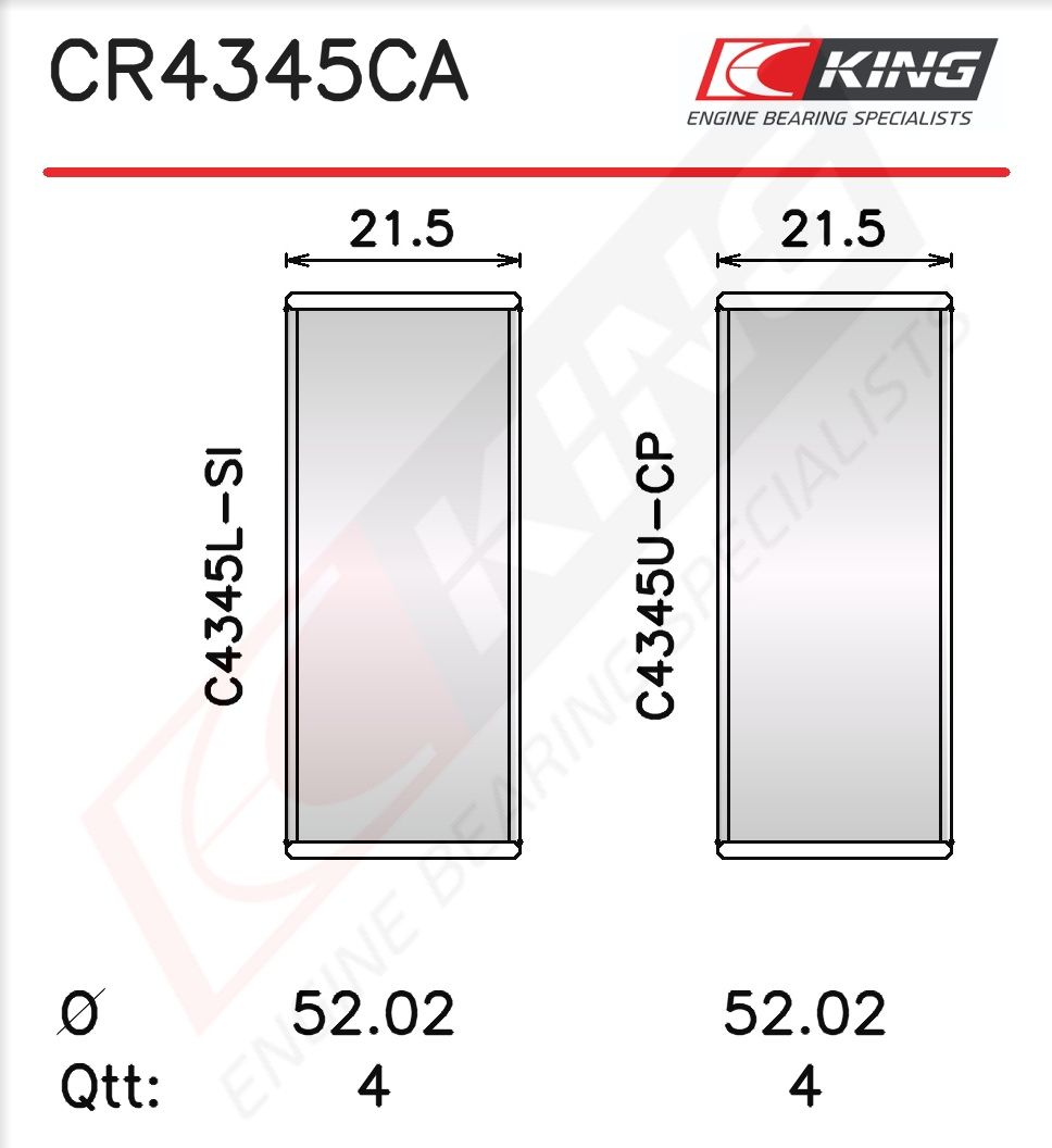 Вкладиші шатунні KING CR4345CA - zapix