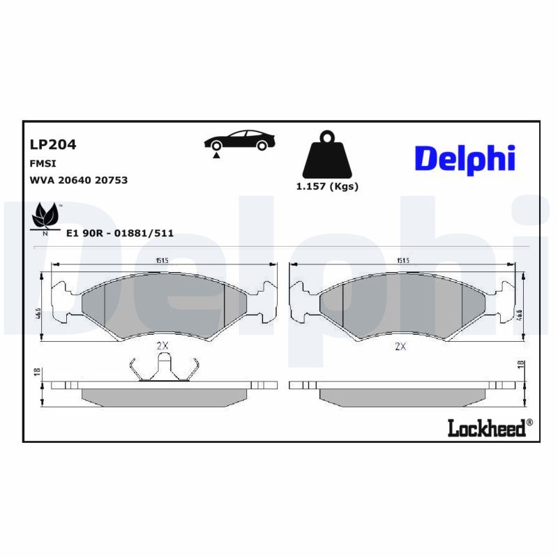 Гальмівні колодки дискові DELPHI LP204 - zapix