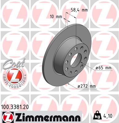 Гальмівний диск ZIMMERMANN 100338120 - zapix