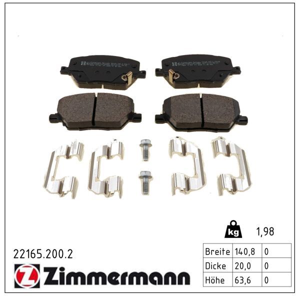 Гальмівні колодки дискові ZIMMERMANN 221652002 - zapix