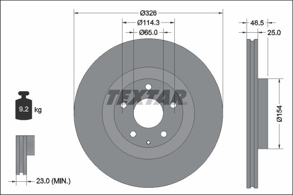 Гальмівний диск TEXTAR 92337603 - zapix