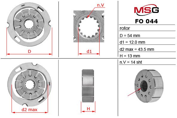 Ротор, статор і пластини насоса ГУР RENAULT Trafic 00-14- FORD Focus II 04-11- FIAT Doblo 00-09- BMW 3 E46 99-05- PEUGEOT 406 97-04- NISSAN Primastar 02-14- MITSUBISHI Galant 96-03- CITROEN Berlingo 08-18- MAZDA CX-9 06-15- OPEL Vivaro 01-14- SUZUKI Grand Vitara 06-17- VOLVO C70 96-05 MSG FO044ROTOR - zapix