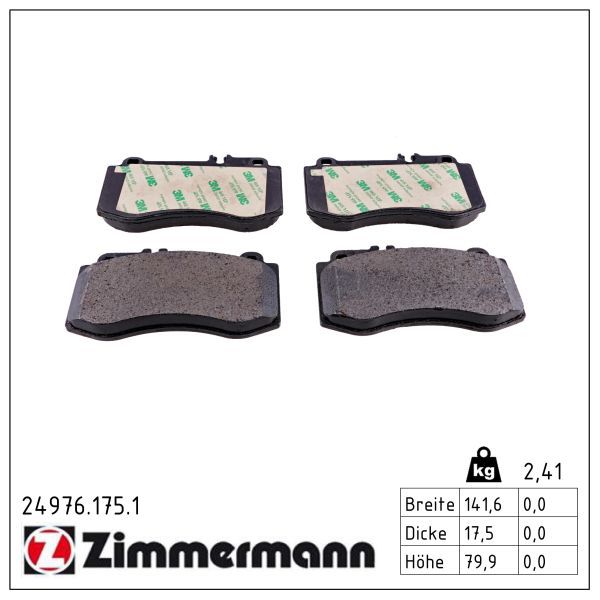 Гальмівні колодки дискові ZIMMERMANN 249761751 - zapix